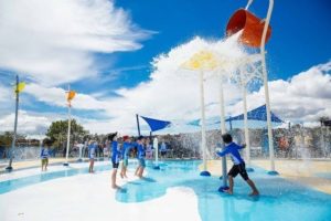 Splash pad at Stanmore Bay Pool and Leisure Centre in Auckland, NZ