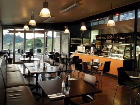 Inside the Huhu Cafe in Waitomo, New Zealand