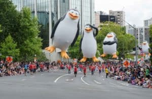 Farmers Santa Parade penguin float in Auckland, New Zealand