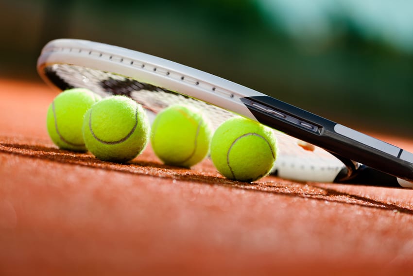 Tennis racquet and balls