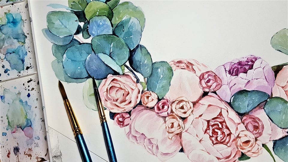 Water colour painting of flowers