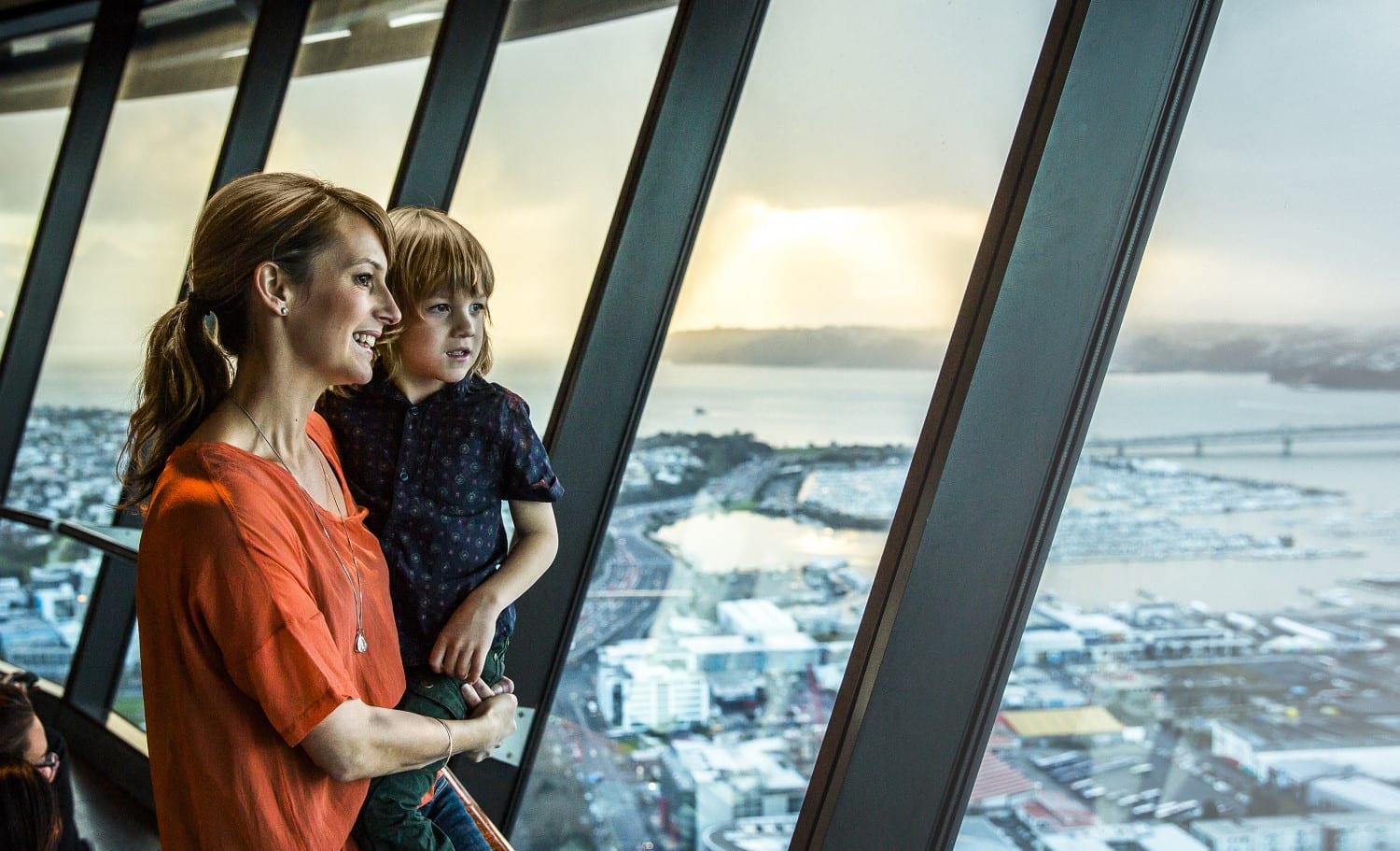 Mother and son up the Sky Tower