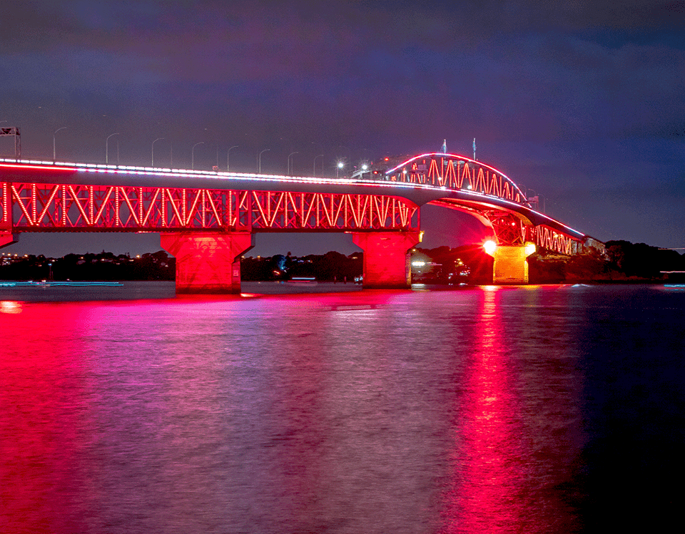 Vector Lights for Lantern Festival on Auckland Harbour Bridge