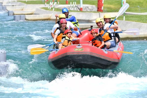 Family rafting at Vector Wero Whitewater Park