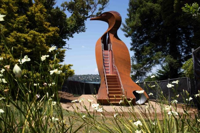 Didsbury Art Trail bird and slide sculpture