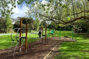 Balance Bridge and Swings at Wairua Reserve Playground, Remuera, Auckland, NZ