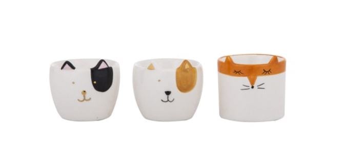 ALBI cat, dog and fox animal egg cups