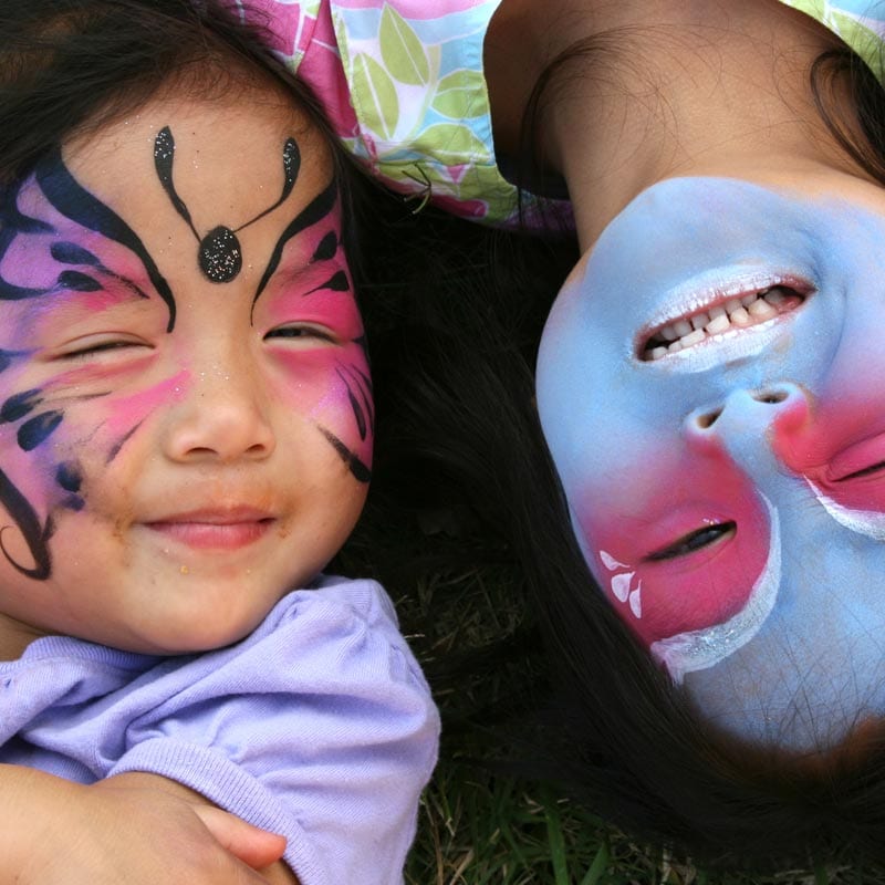 Girls with butterfly face painting