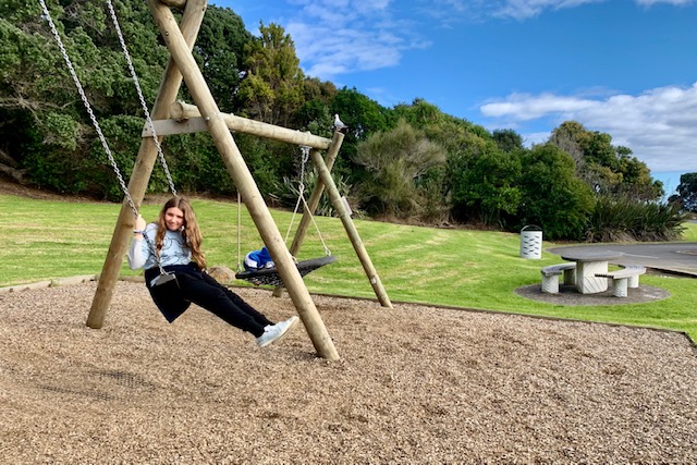 Omana Playground swings - Auckland for Kids