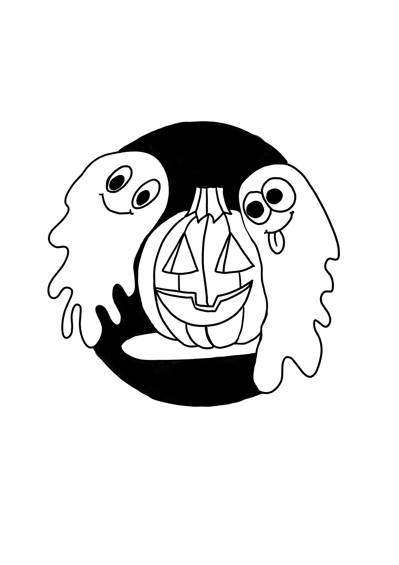 Halloween ghost colouring page