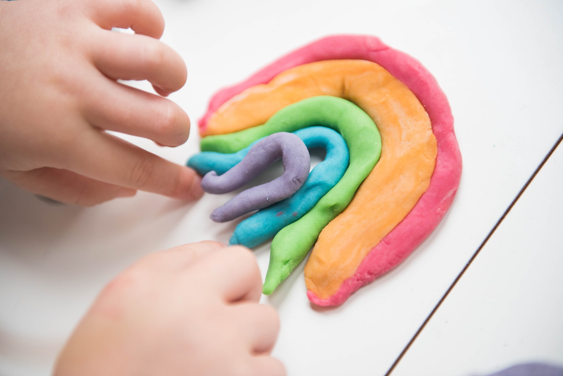 Making a rainbow from Playdoh
