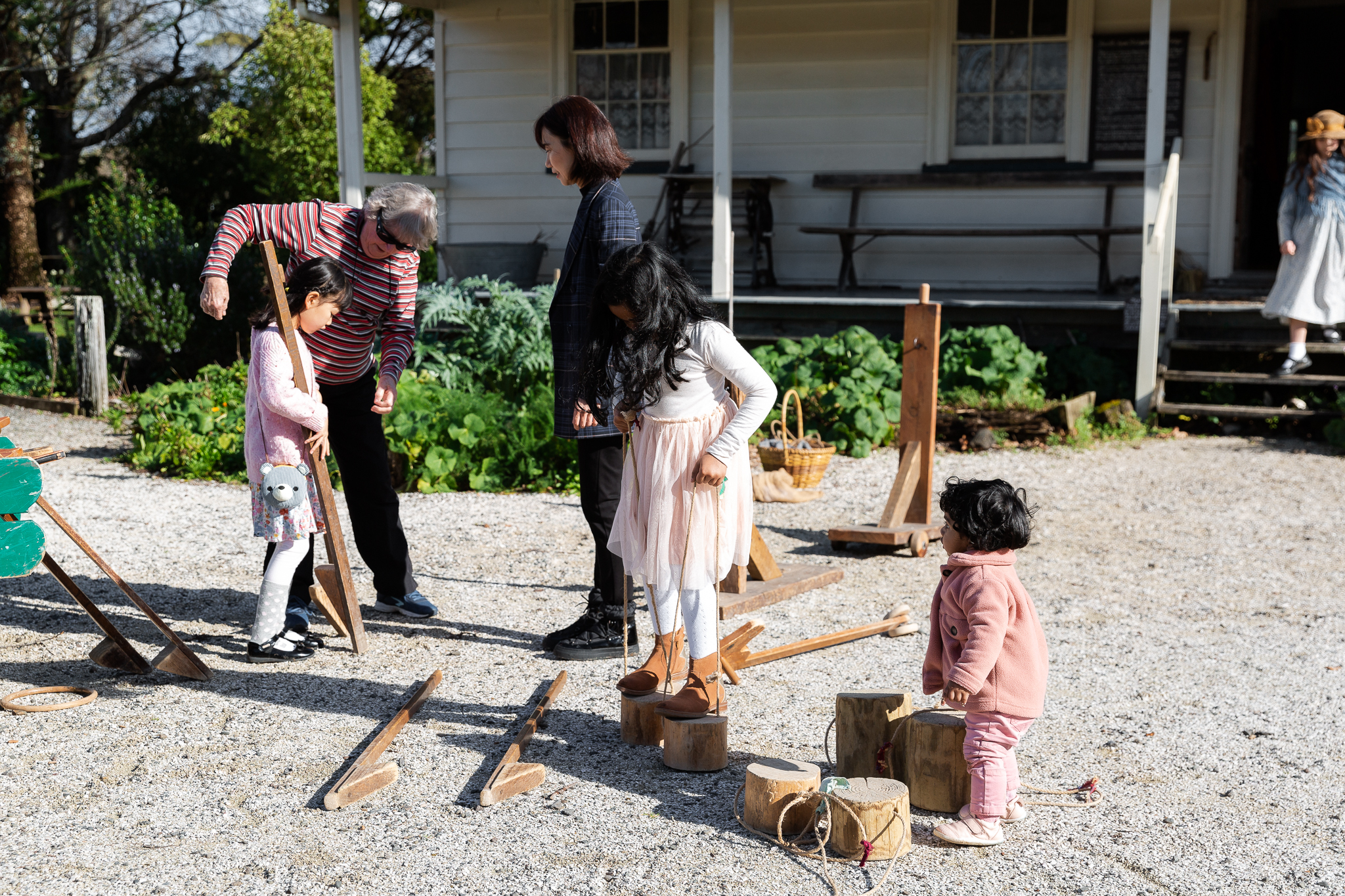 Children playing outdoor games at Howick Historical Village