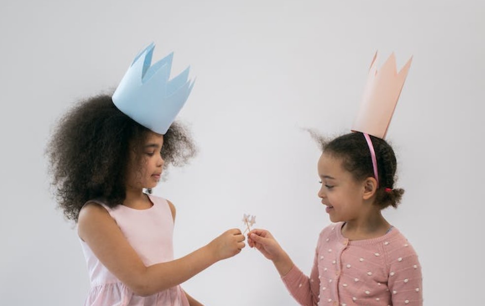 Girls with Hand Made Paper Crowns