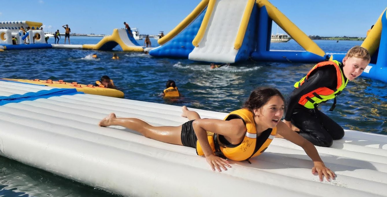 Giant inflatable water park