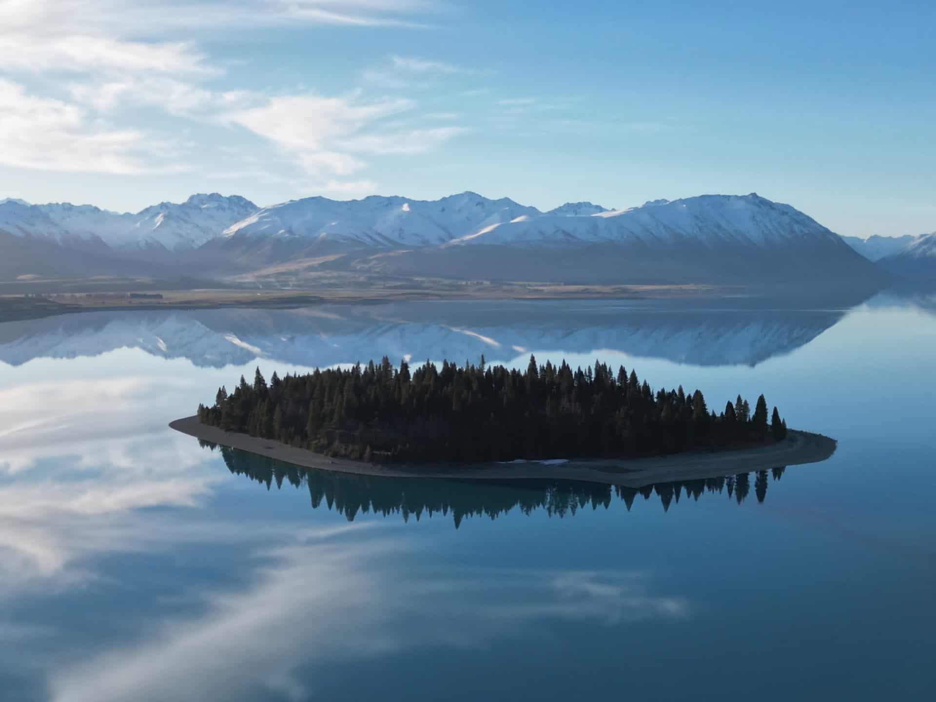 Motuariki Island in the middle of Lake Tekapo