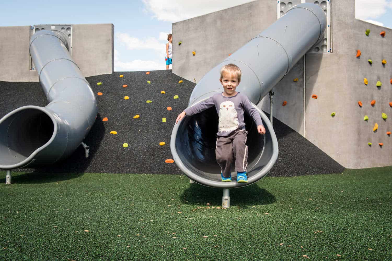 Avalon Park Playground slides and climbing wall in Lower Hutt | Photo by Mark Tantrum